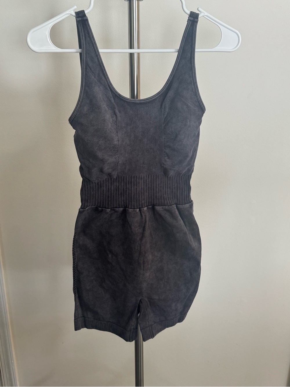 Zenana Outfitters Sleeveless One-Piece Romper in Charcoal Gray